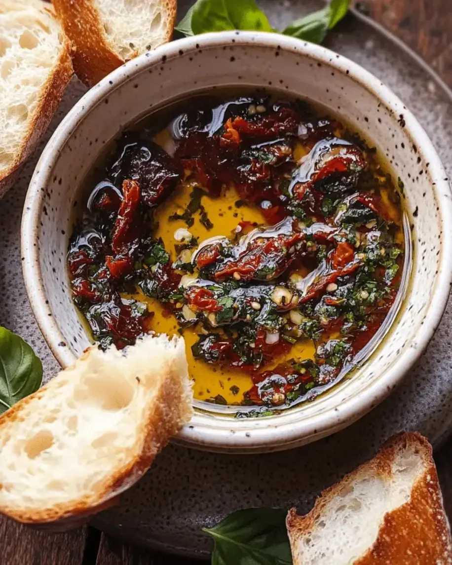 Sun-Dried Tomato & Herb Dip ingredients arranged on a wooden surface