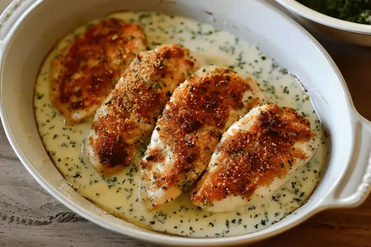 Image of finished Chicken in Basil Cream Sauce dish