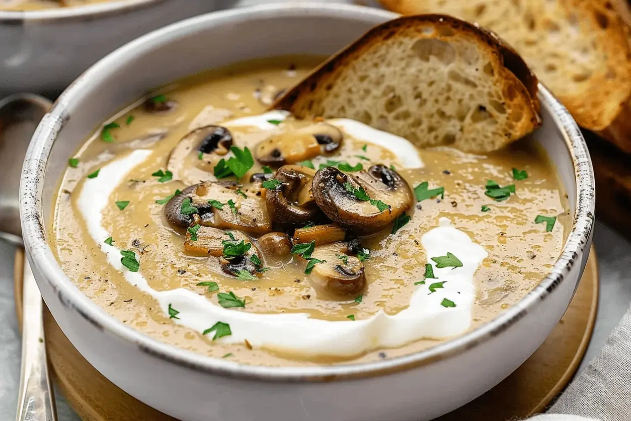 Hungarian Mushroom Soup ingredients laid out