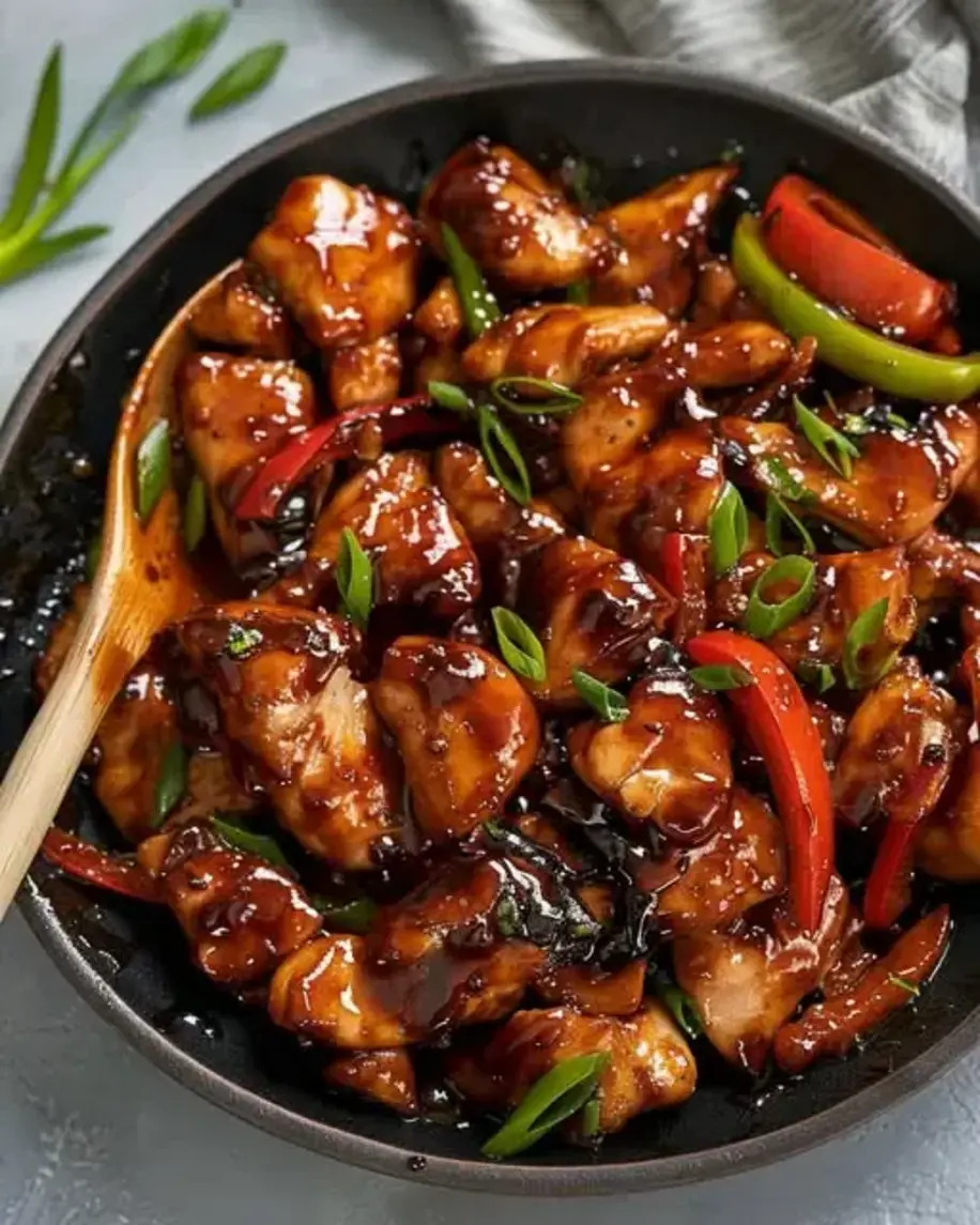 Finished Asian-Style Crispy Garlic Chicken dish