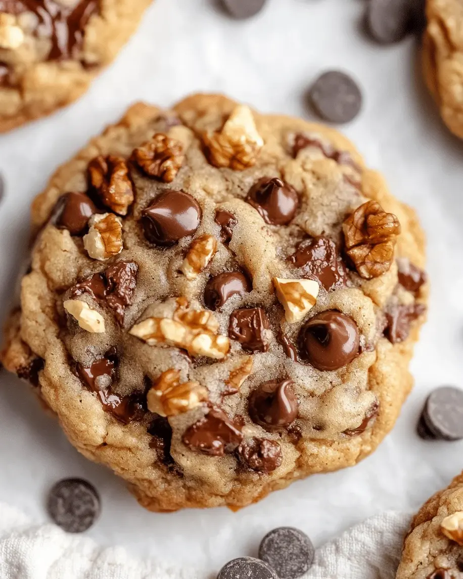 Baking process for chewy chocolate chip cookies with walnuts