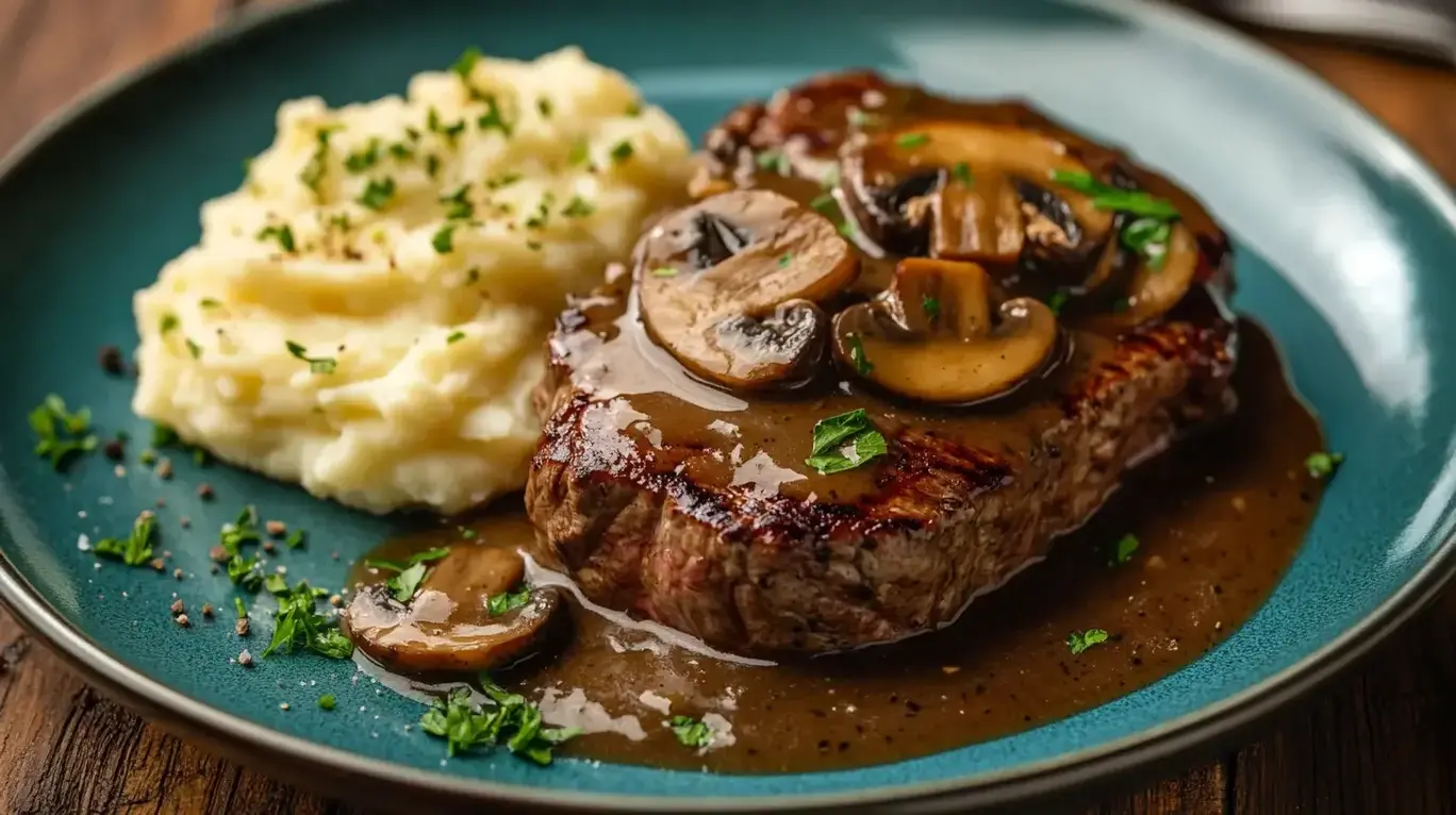 Tender Crockpot Cube Steak in a slow cooker with rich gravy