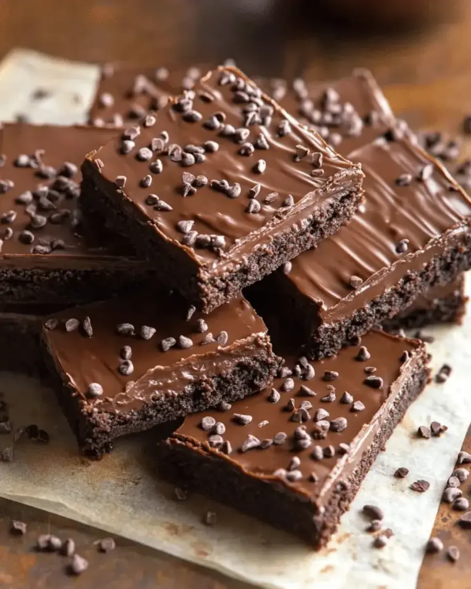Finished chocolate cookie bars with frosting and sprinkles