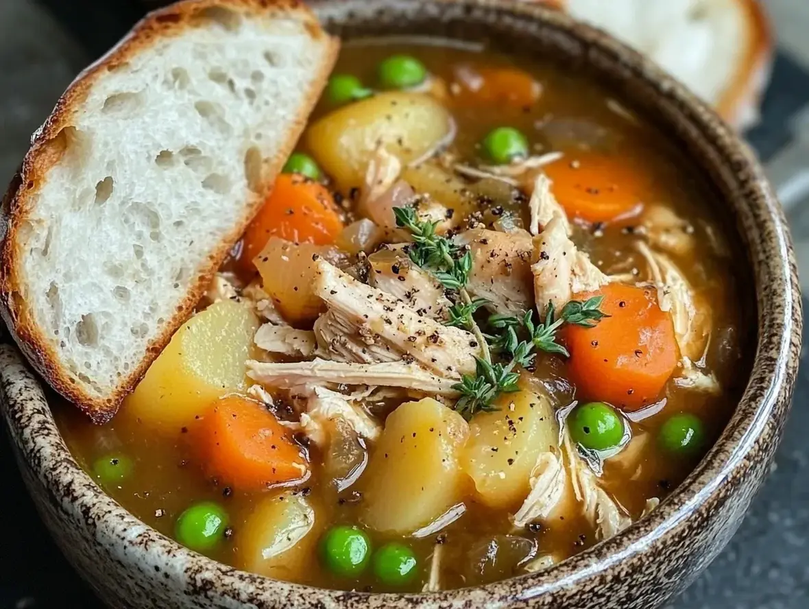 Delicious Chicken Vegetable Stew simmering in a pot