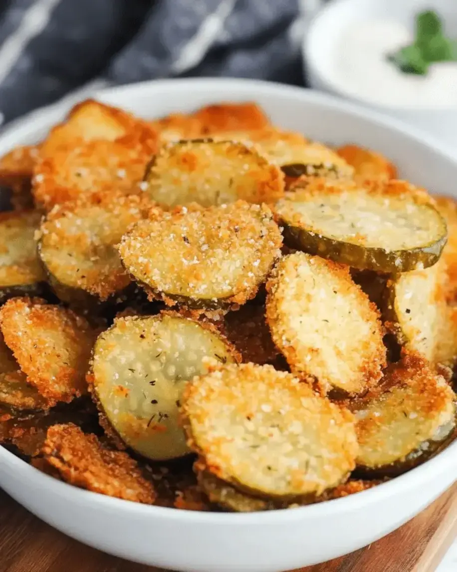 Finished Crispy Fried Pickles