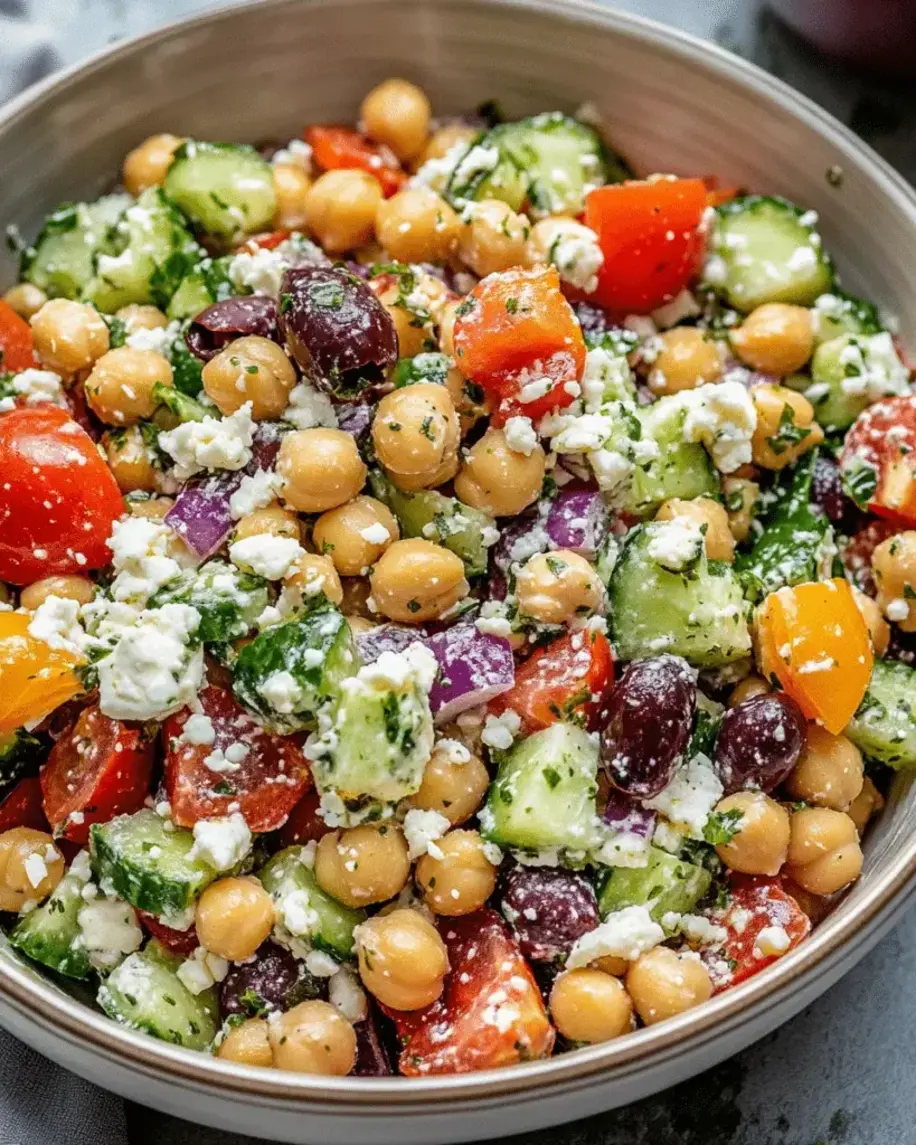 Vibrant ingredients for Mediterranean chickpea salad