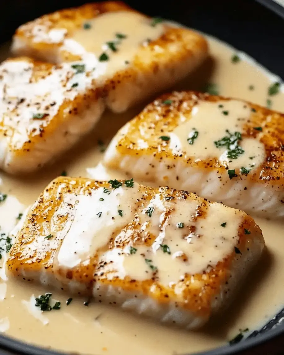 Perfectly seared fish fillets with a golden crust, ready to be topped with the creamy lemon butter sauce.