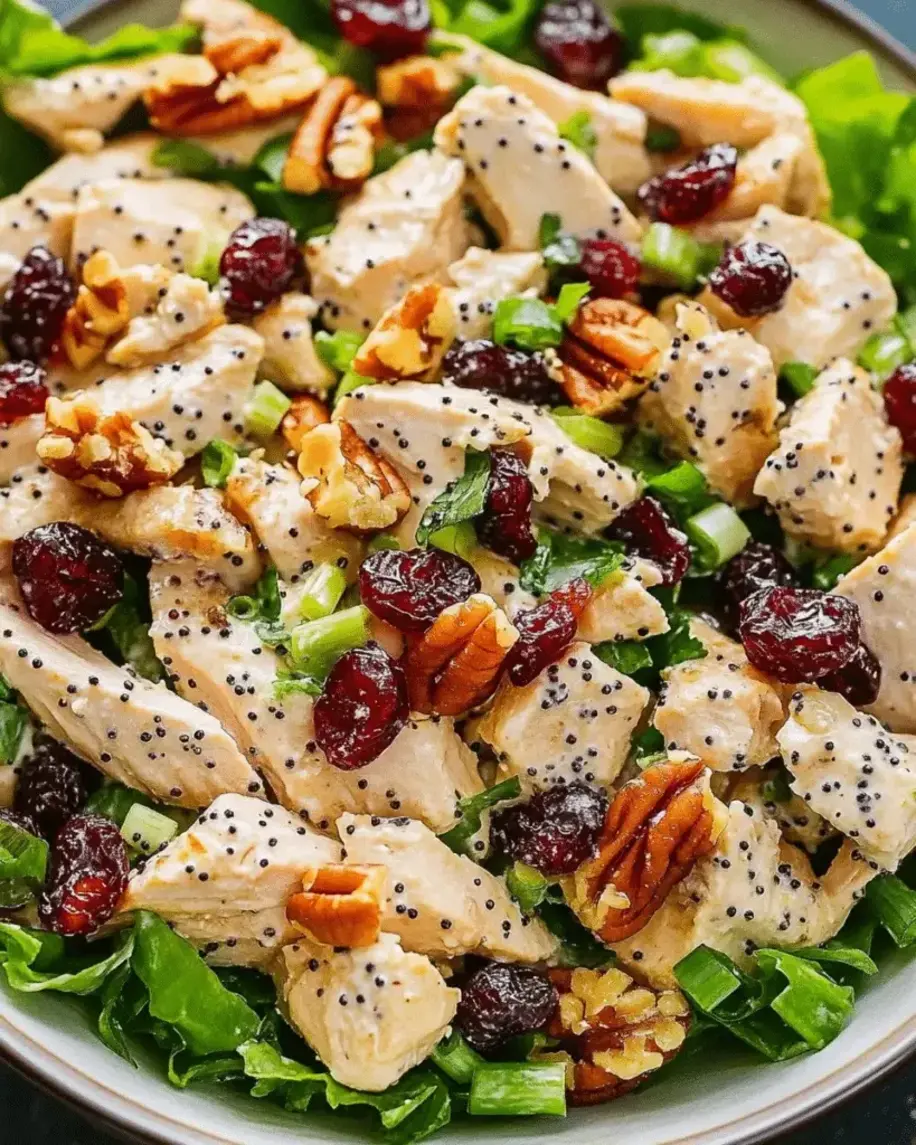Fresh Chicken Salad with Poppy Seed Dressing ingredients laid out on a kitchen counter