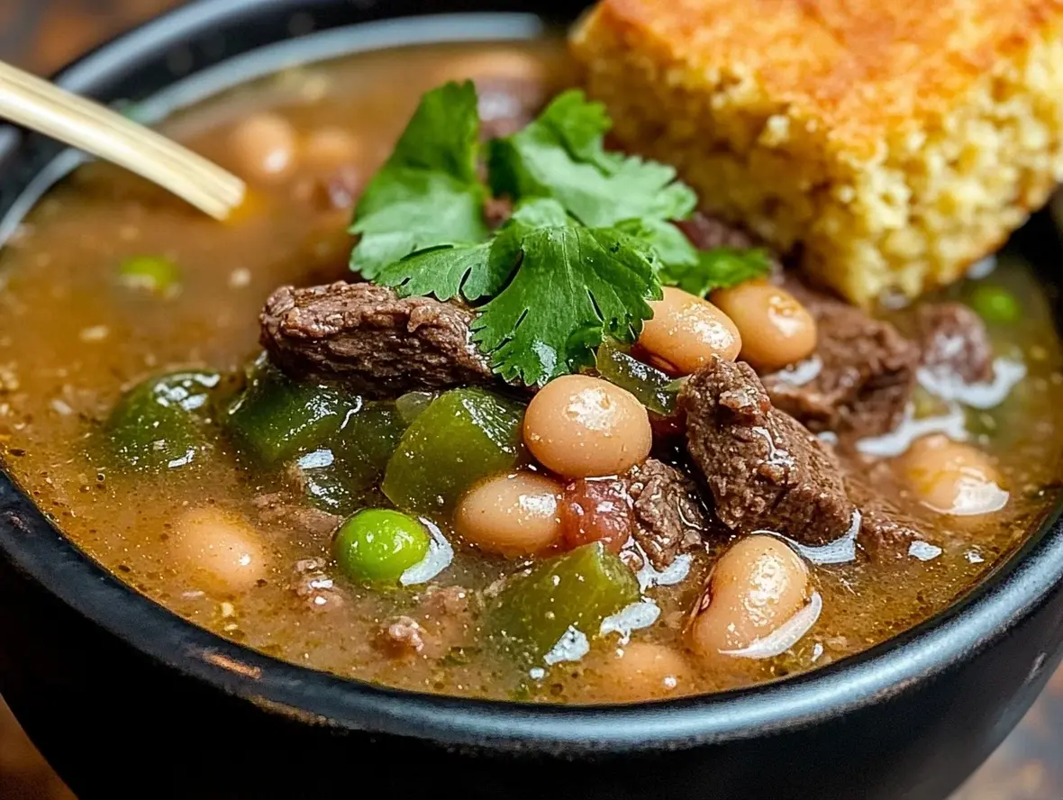 A hearty bowl of pinto bean soup