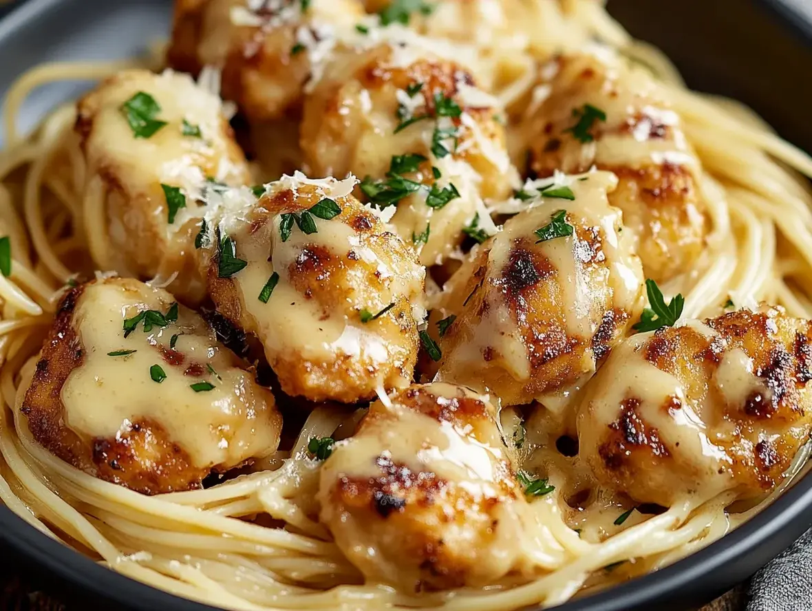 Creamy Parmesan Pasta with Chicken Bites
