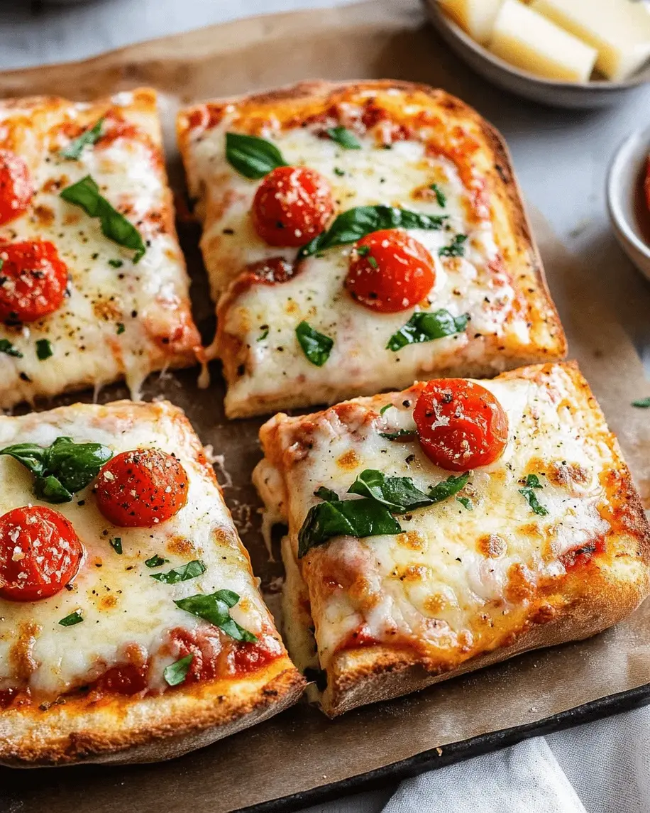 Prepared garlic bread pizza base with garlic butter spread