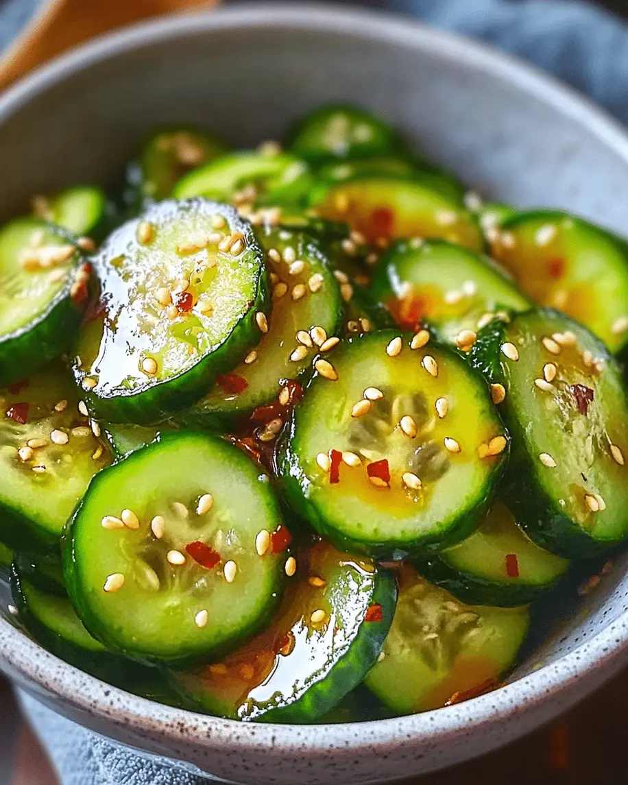 Sesame Cucumber Salad ingredients beautifully arranged