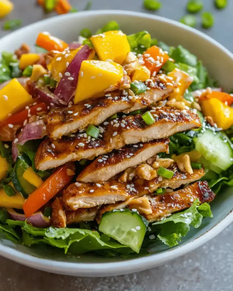 Finished Asian-inspired chicken salad ready to serve.