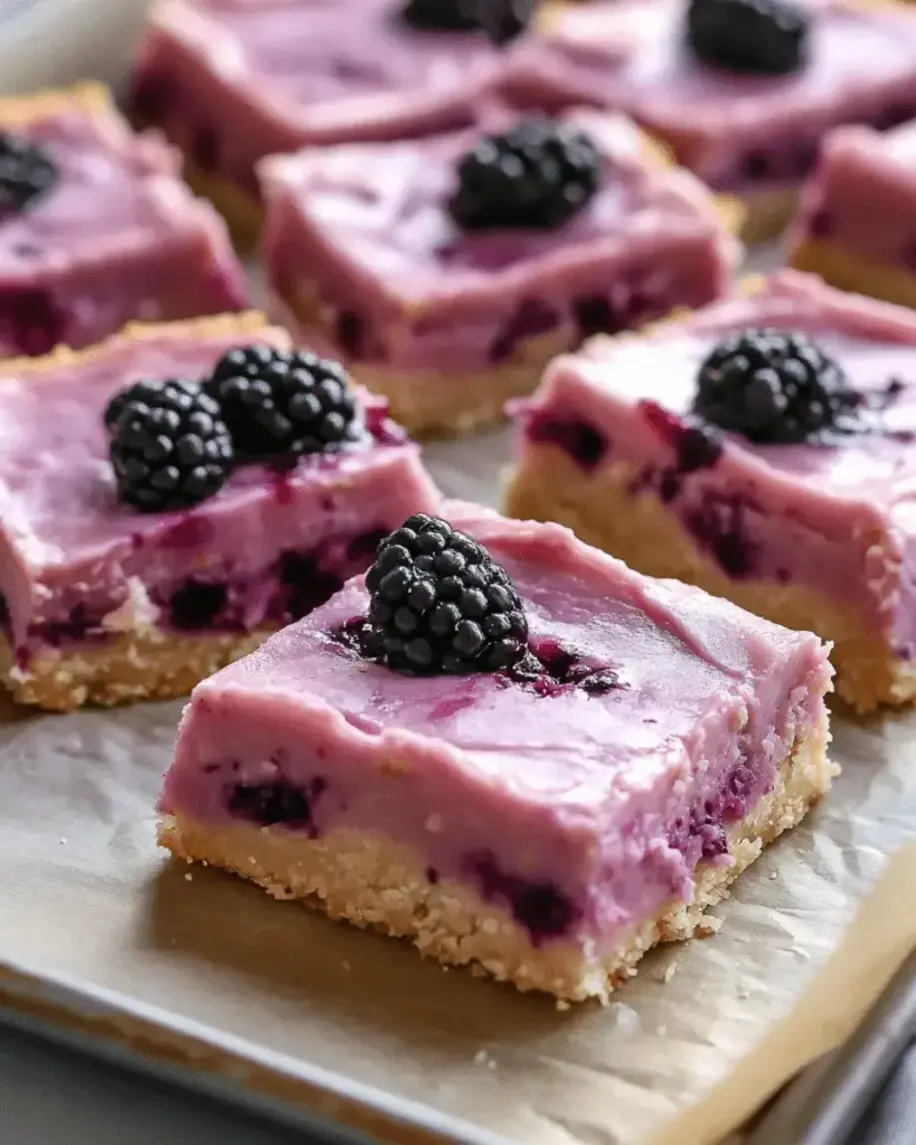 Gluten-Free Blackberry Shortbread Bars with Coconut Frosting - Finished Product Image