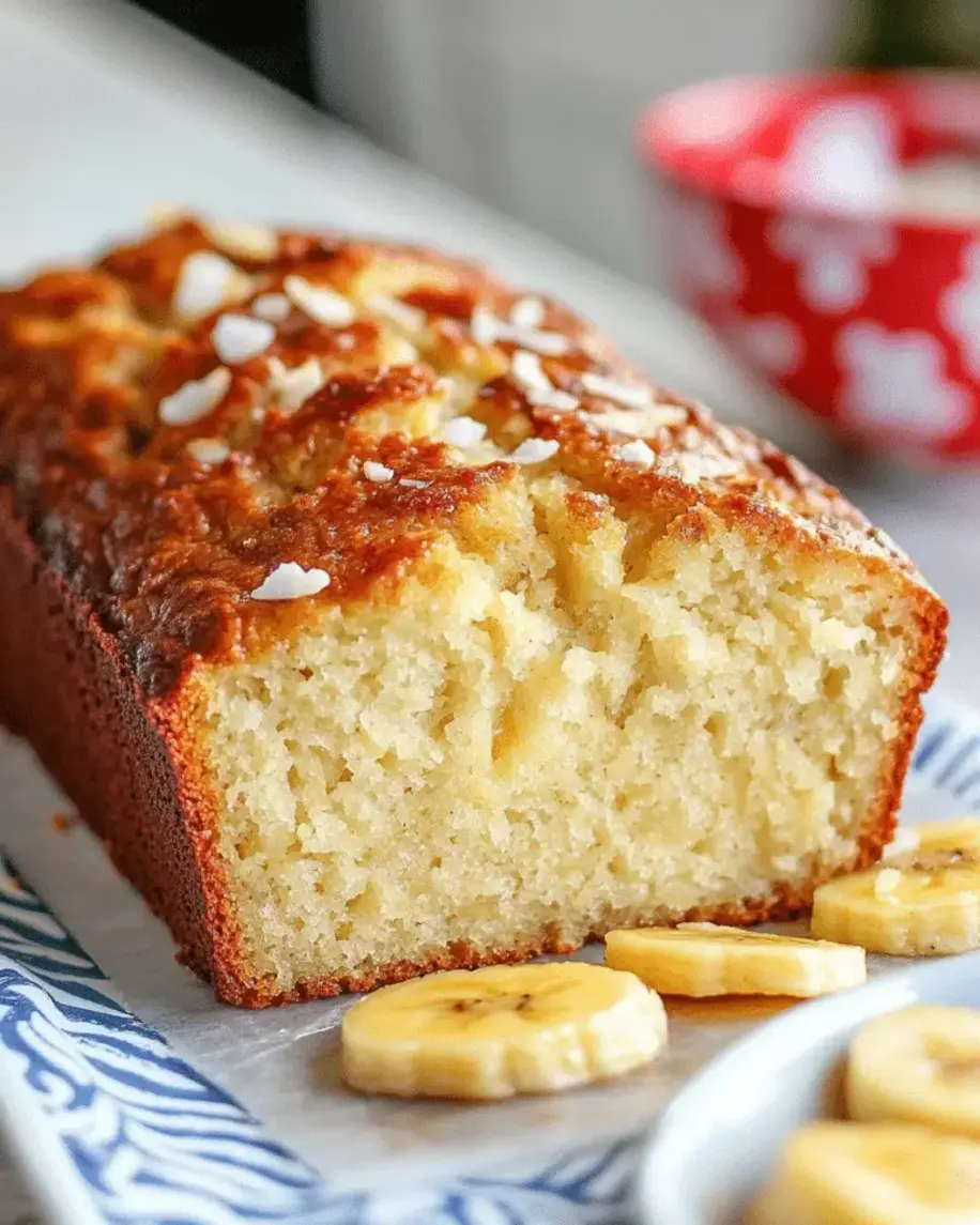 Finished Tropical Pineapple Banana Bread sliced and served with fruit topping