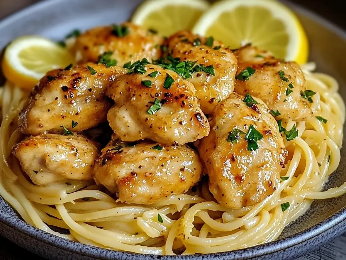 Garlic Butter Chicken with Lemon Parmesan Pasta