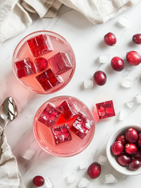 Jillian Michaels gelatin recipe drinks and cubes served on marble counter