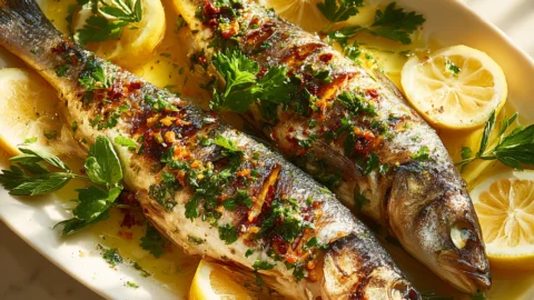 branzino fish whole roasted Mediterranean style