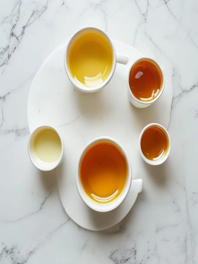 Five gelatin trick recipe versions compared in small white ceramic cups