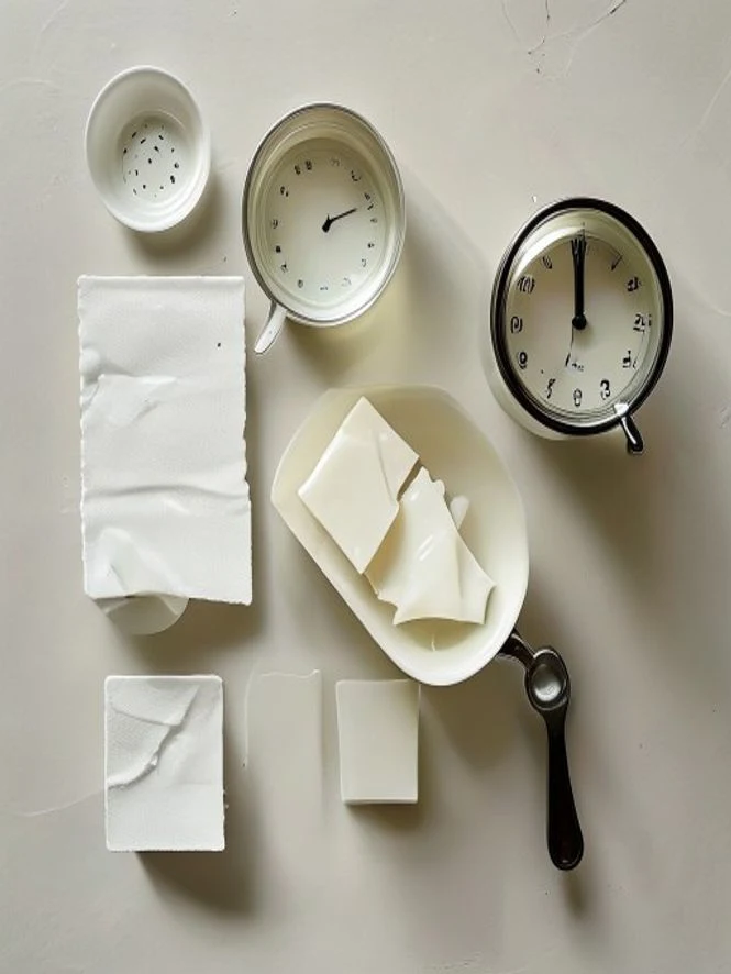 Knox unflavored gelatin envelopes and measuring cup ingredients flat-lay
