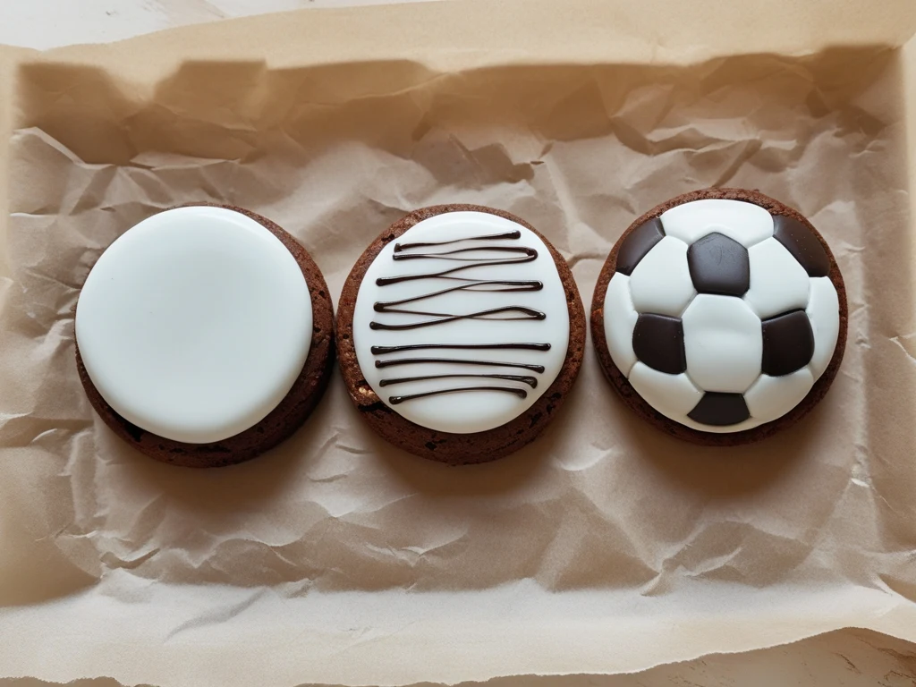 Drawing black pentagon soccer ball lines on a white-coated Little Debbie brownie using a black gel icing pen