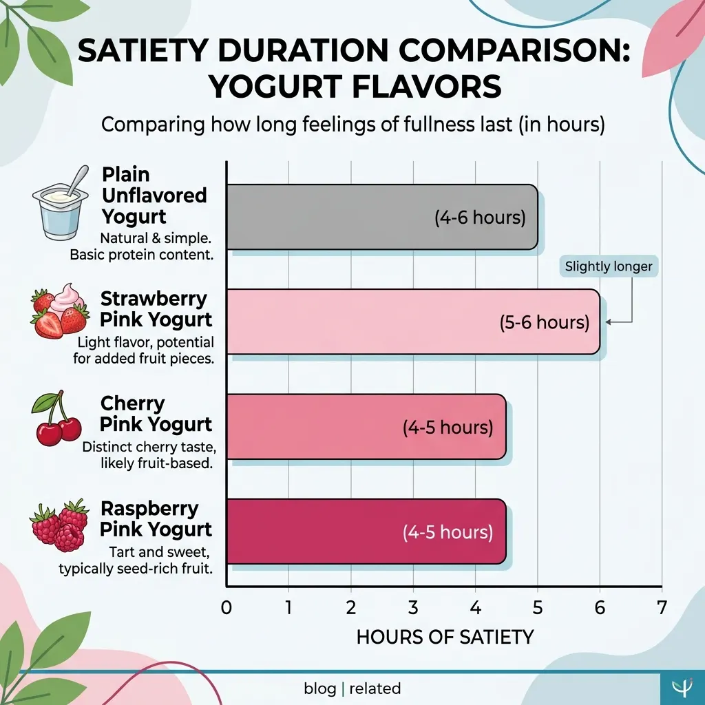 Chart comparing satiety duration—plain unflavored gelatin vs pink gelatin by flavor (hours of hunger suppression)